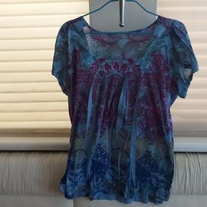 Shiny  unity blue and purple blouse